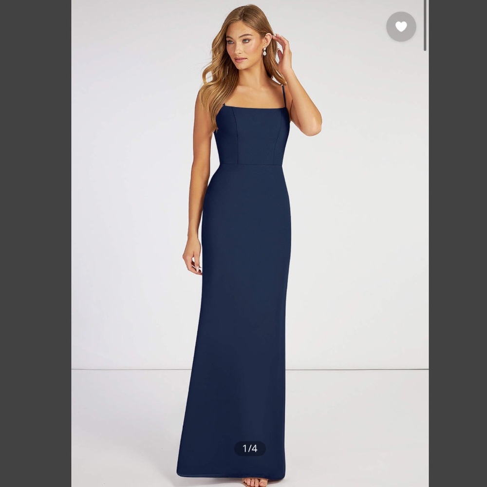 Navy blue azazie bridesmaid dress